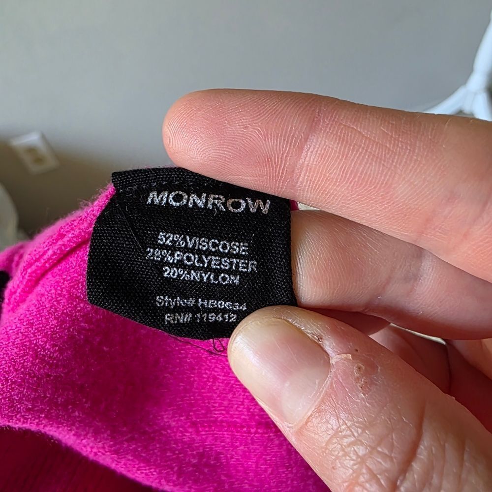 Monrow Fushia Soft Knit Cuffed Jogger Size Large - Picture 5 of 6